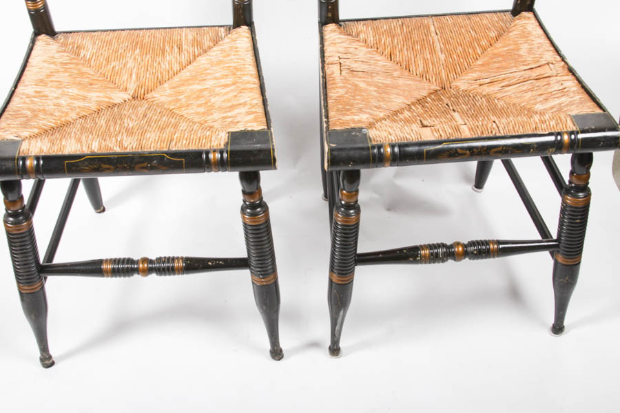 Hitchcock Painted Wooden Chairs with Cane Seats