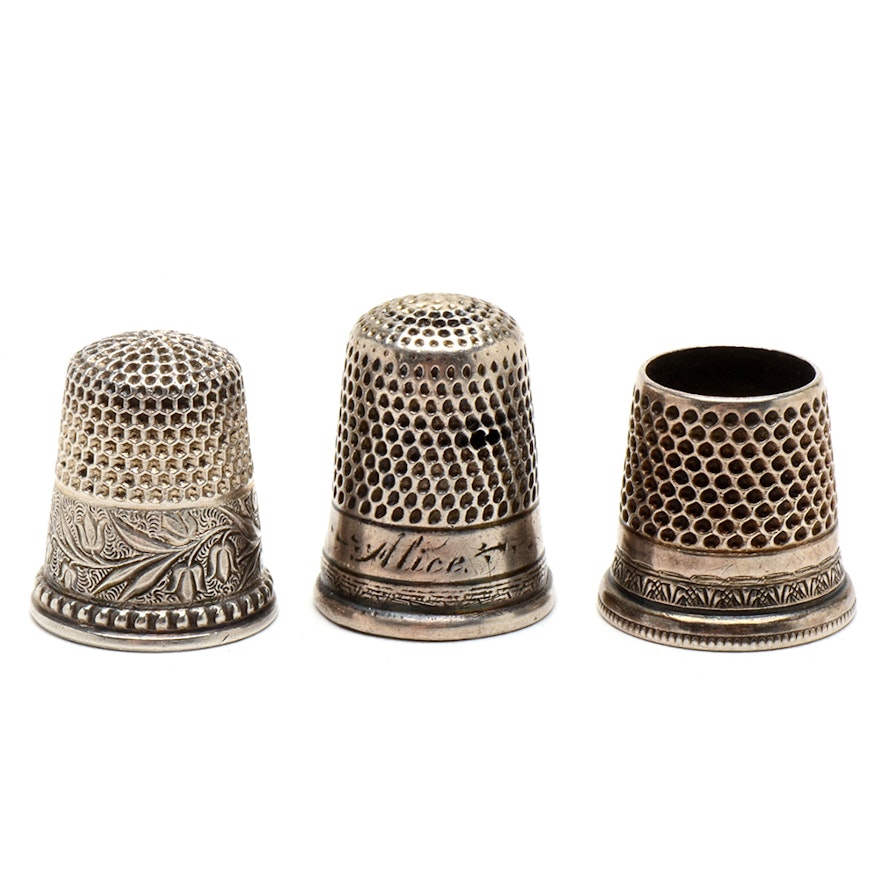 Vintage Sterling Silver Sewing Thimbles