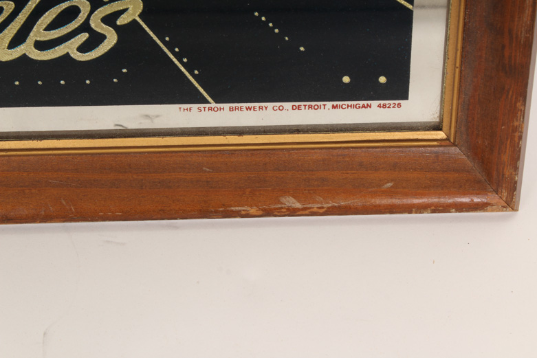 Vintage Mirrored Beverage Signs and Hamm's Beer Bear Decanter