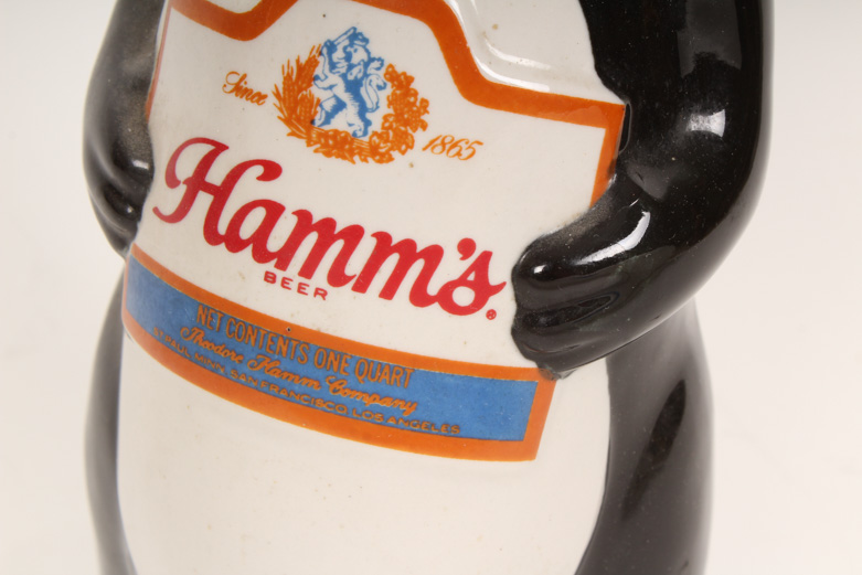 Vintage Mirrored Beverage Signs and Hamm's Beer Bear Decanter