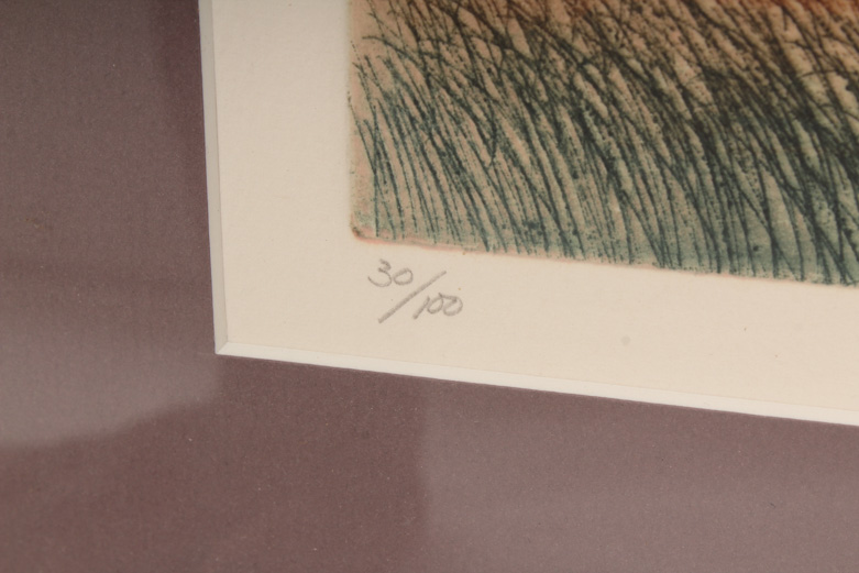 Laura Margolies Limited Edition Collograph "Dune Grasses"