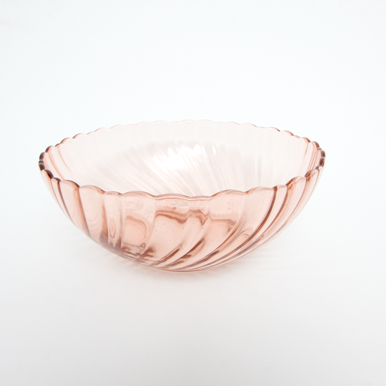 Arcoroc "Rosaline" Pink Glass Plates, Teacups, and Bowl