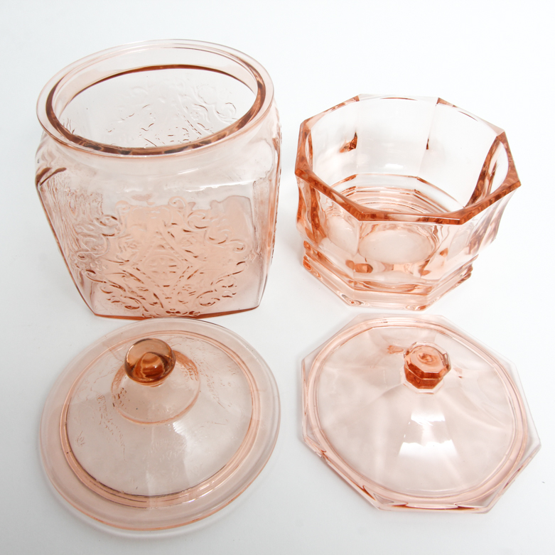 Collection of Pink Depression Glass