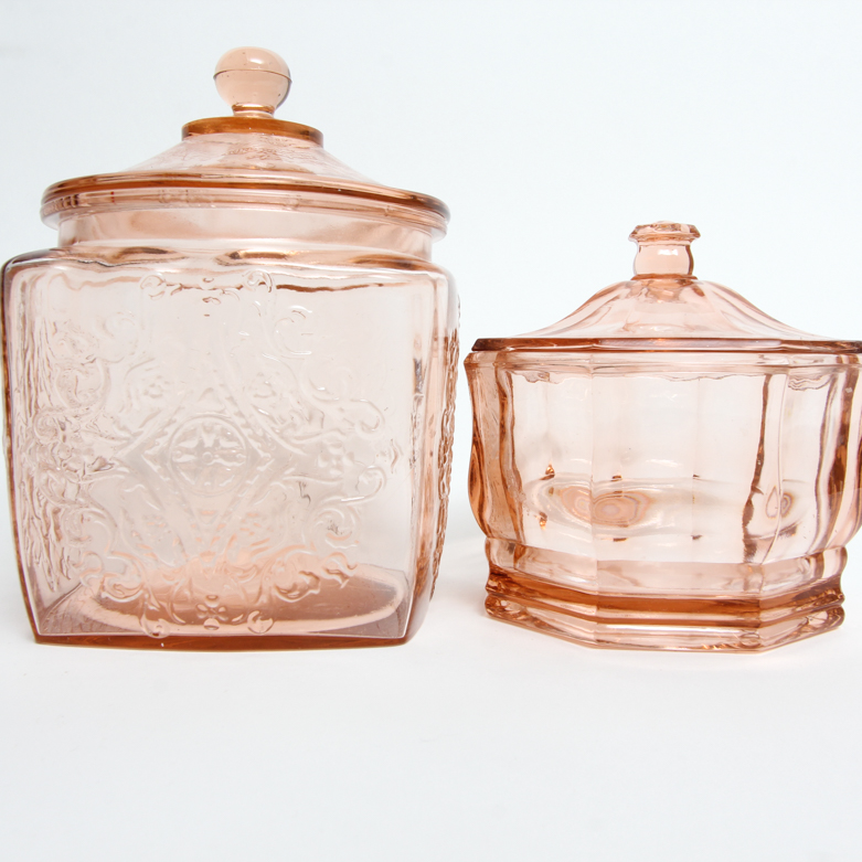 Collection of Pink Depression Glass