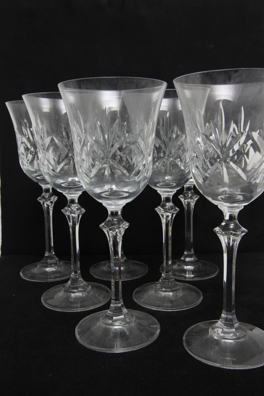 Set of Cut Crystal Wine Glasses