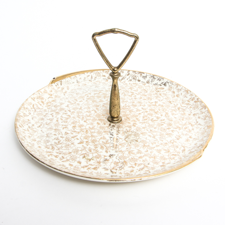 Karol China Karolyte Tidbit Tray with 22K Gold