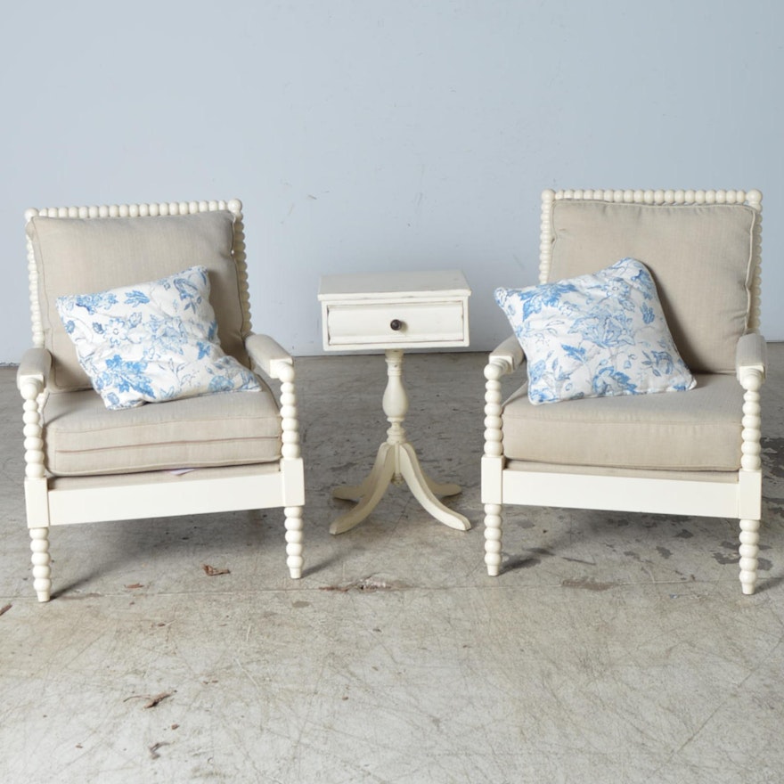 Birch Lane Wooden Armchairs with Side Table