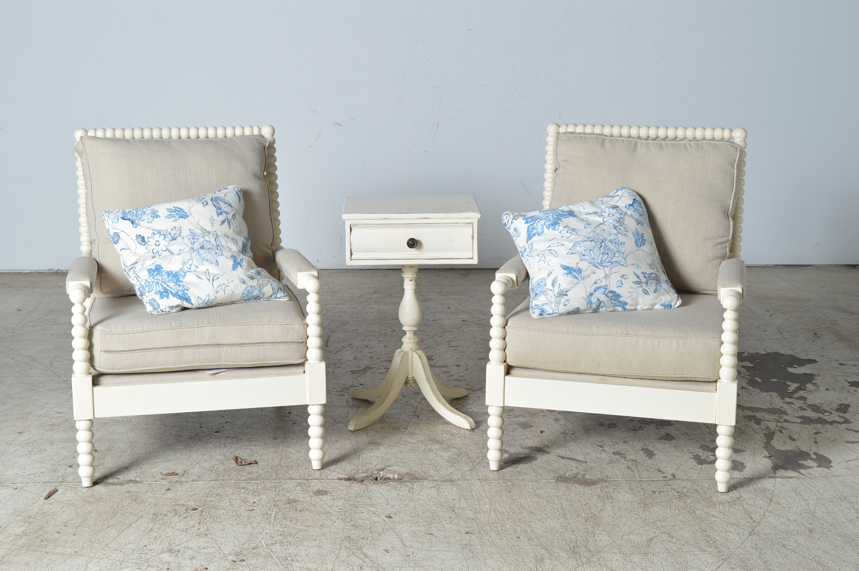 Birch Lane Wooden Armchairs with Side Table