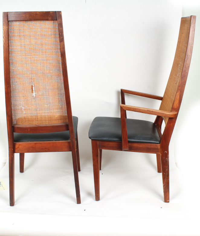 Set of Mid Century Modern High Back Teak Dining Chairs