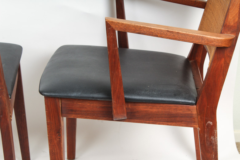 Set of Mid Century Modern High Back Teak Dining Chairs