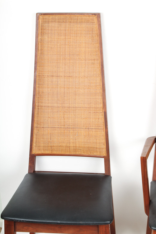 Set of Mid Century Modern High Back Teak Dining Chairs