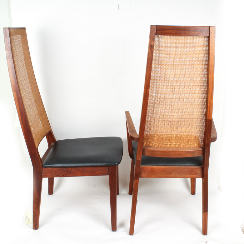Set of Mid Century Modern High Back Teak Dining Chairs