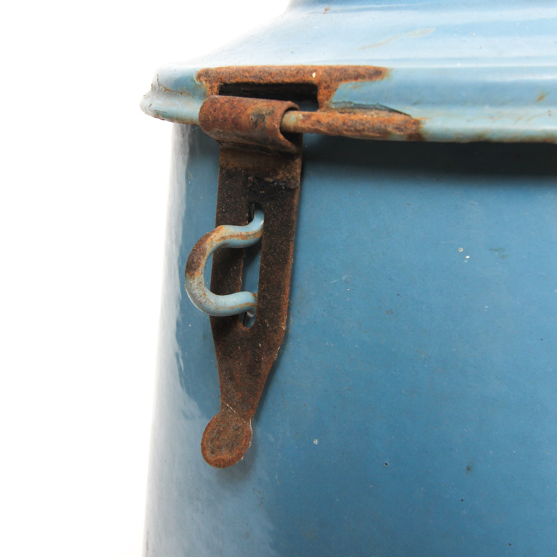Vintage Copper Oil Can and Enameled Storage Container