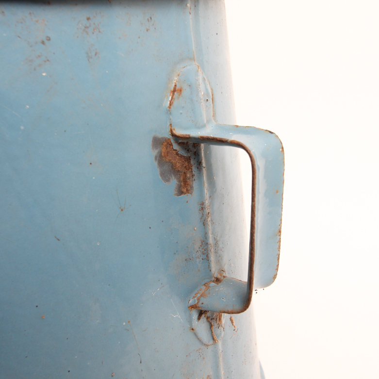 Vintage Copper Oil Can and Enameled Storage Container