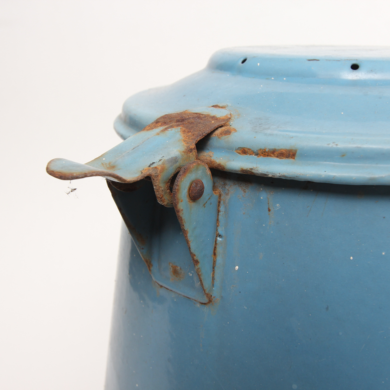 Vintage Copper Oil Can and Enameled Storage Container