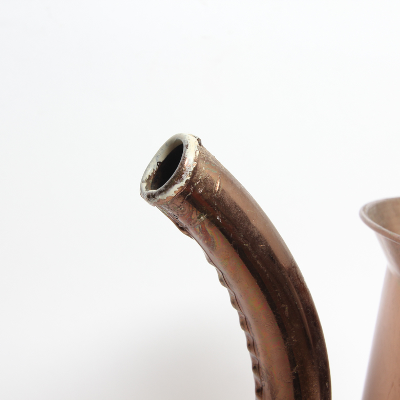 Vintage Copper Oil Can and Enameled Storage Container