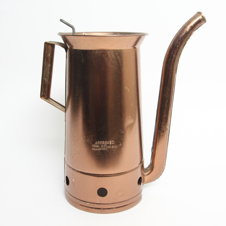 Vintage Copper Oil Can and Enameled Storage Container