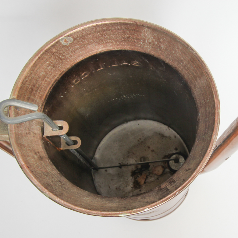 Vintage Copper Oil Can and Enameled Storage Container