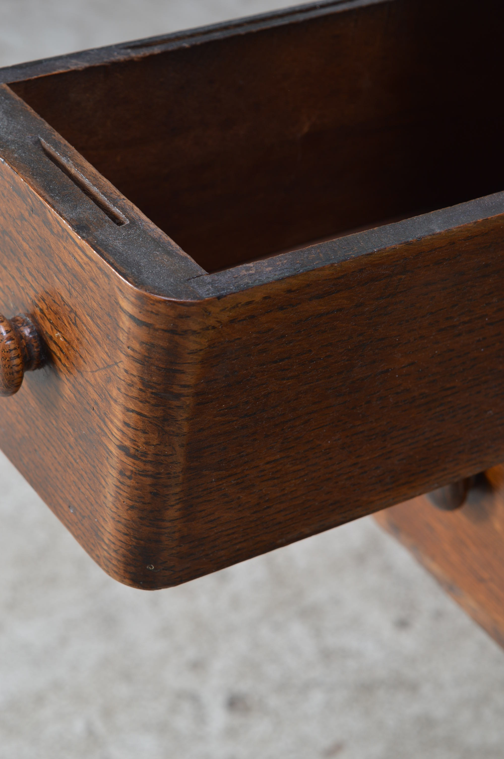 Vintage Oak Sewing Machine Table with Singer Base and Treadle