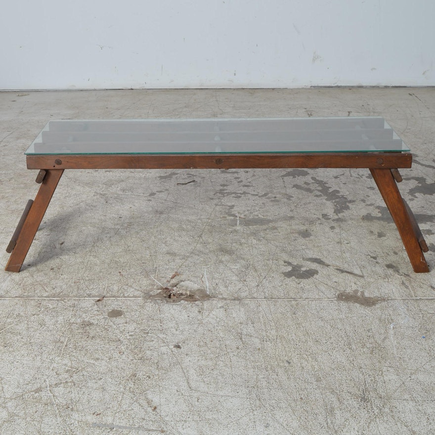 Glass Top Coffee Table on Folding Stand