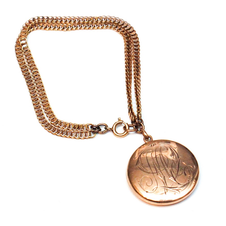 Vintage Gold Tone Locket Bracelet