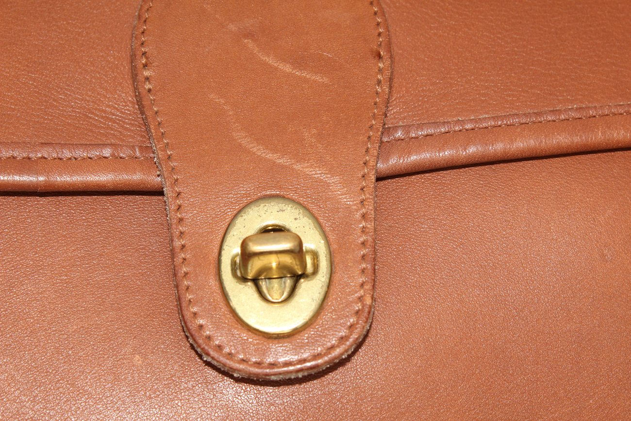 Camel Leather Coach Messenger Bag