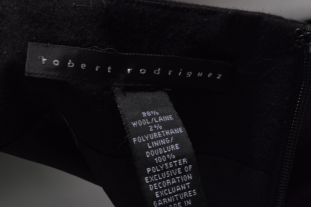 Robert Rodriguez Wool Skirt with Mustard Yellow Jacket and Patent Leather Belt