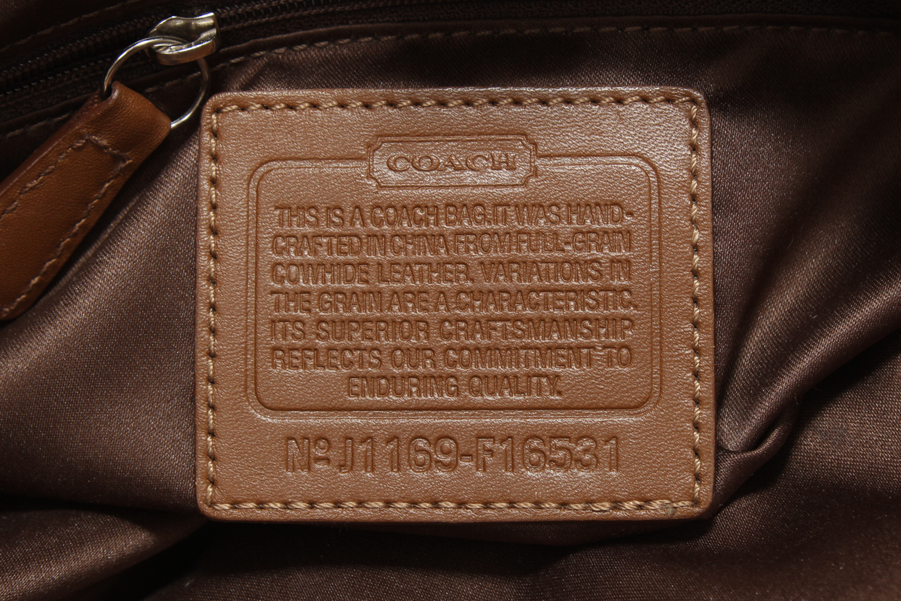 Classic Cream and Croc Embossed Leather Coach Handbag