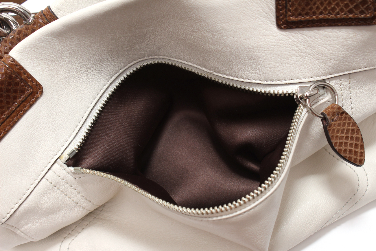 Classic Cream and Croc Embossed Leather Coach Handbag