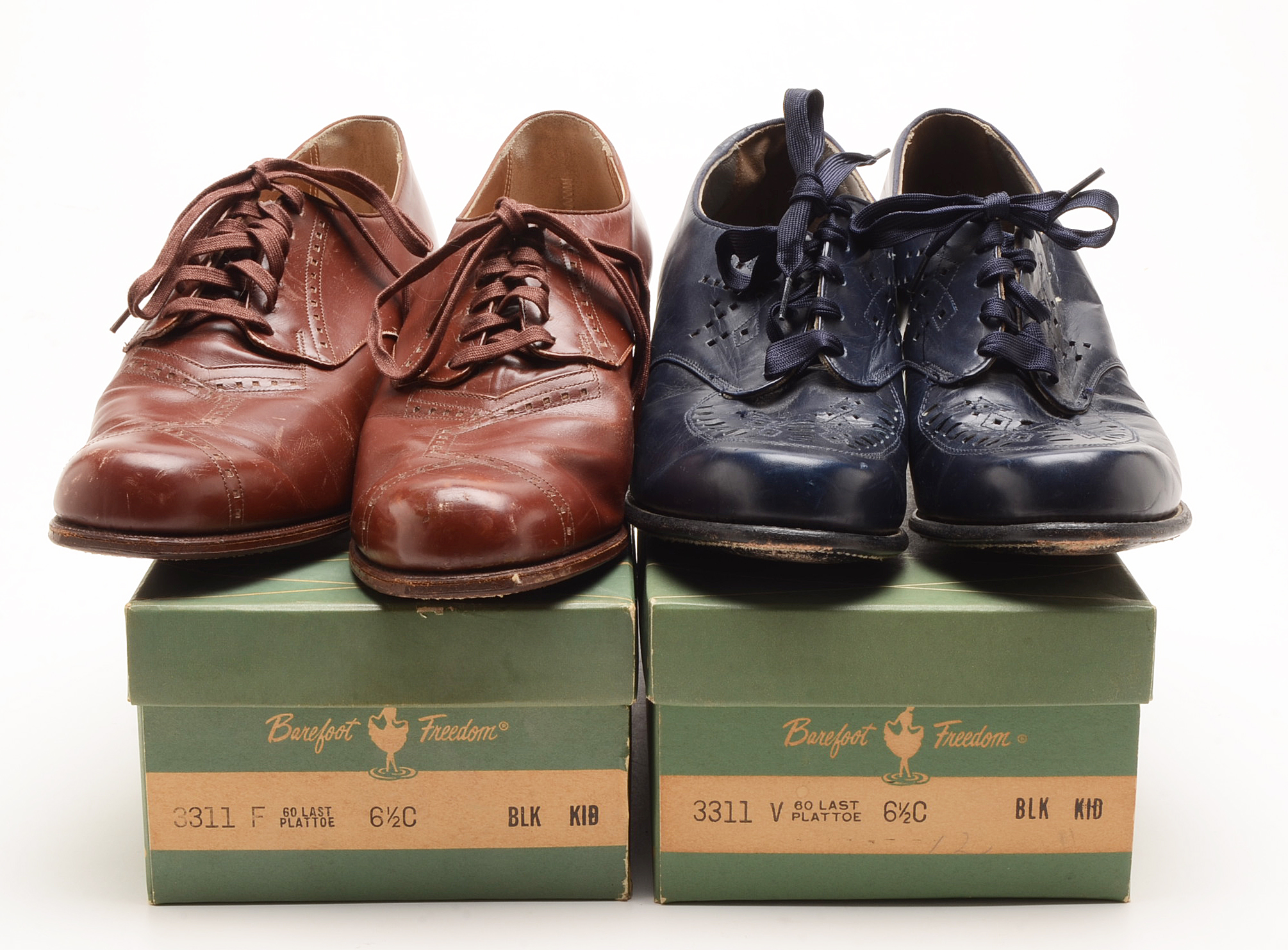 Two Pairs of Women's Vintage Heeled Oxfords