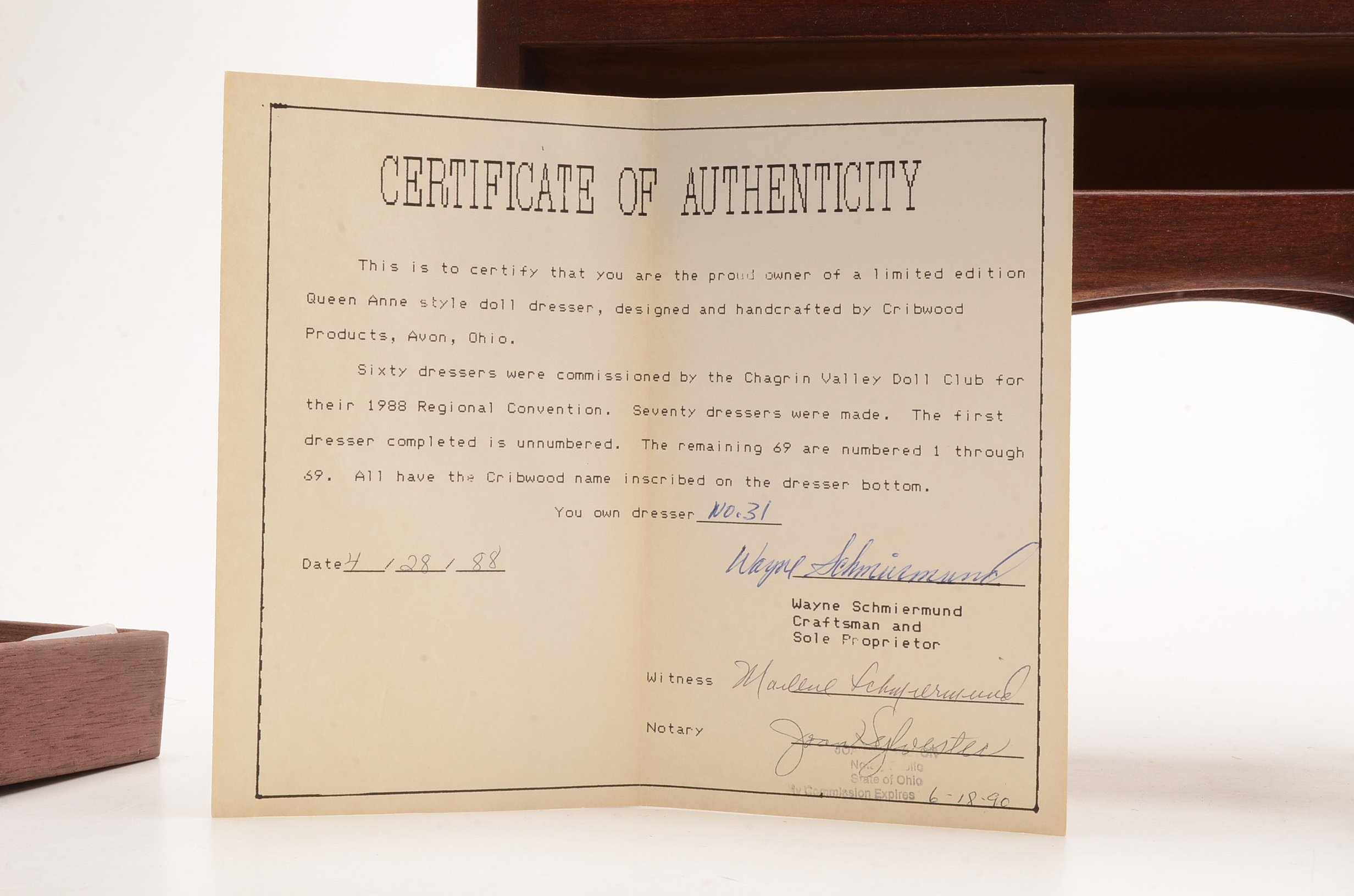 American Doll Queen Anne Style Doll Dresser with Accessories.