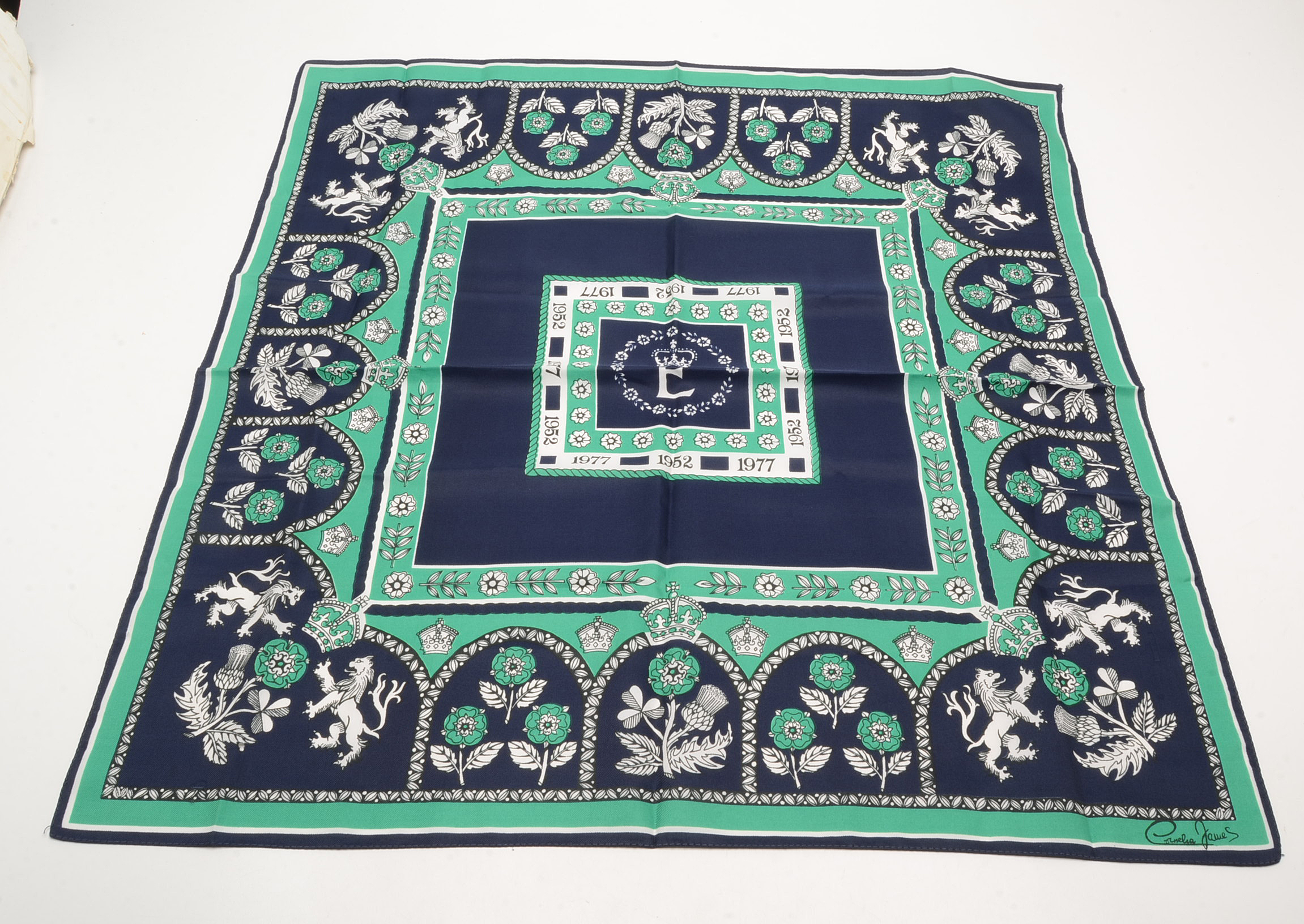 Pair of Vintage Queen Elizabeth II Souvenir Scarves