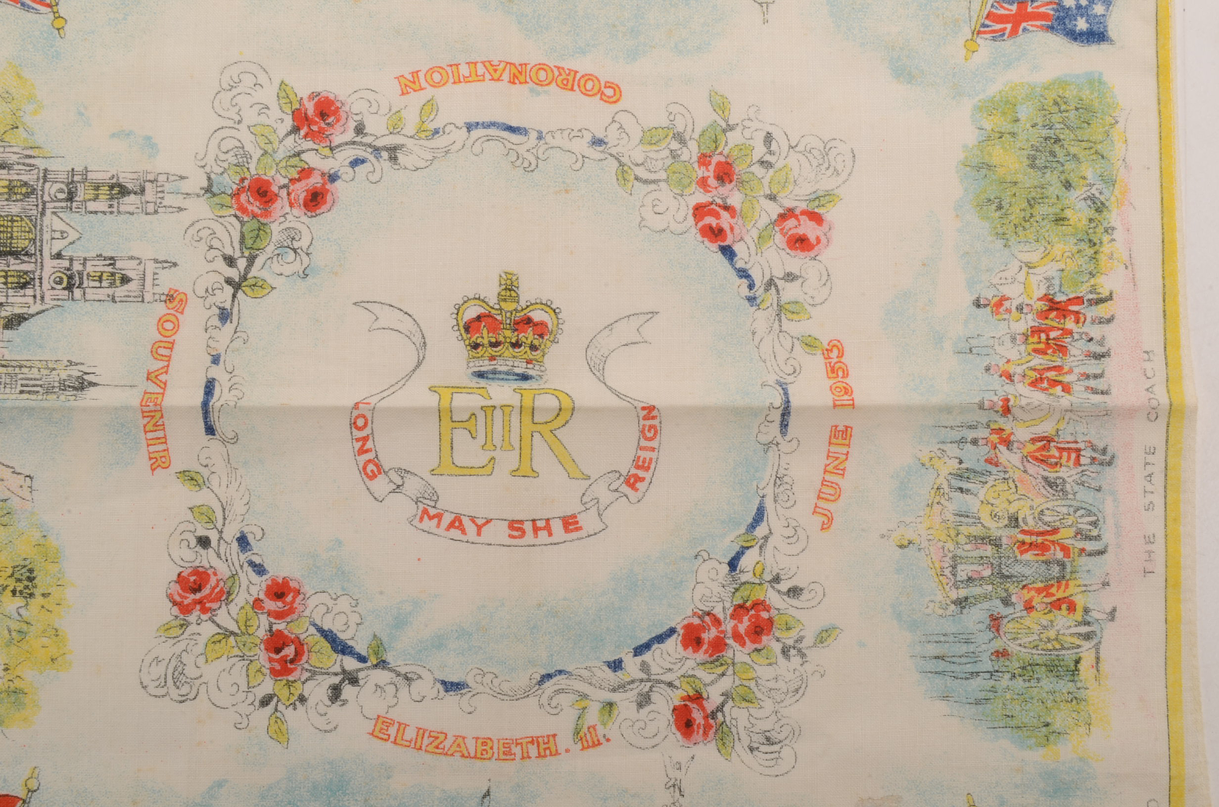 Pair of Vintage Queen Elizabeth II Souvenir Scarves