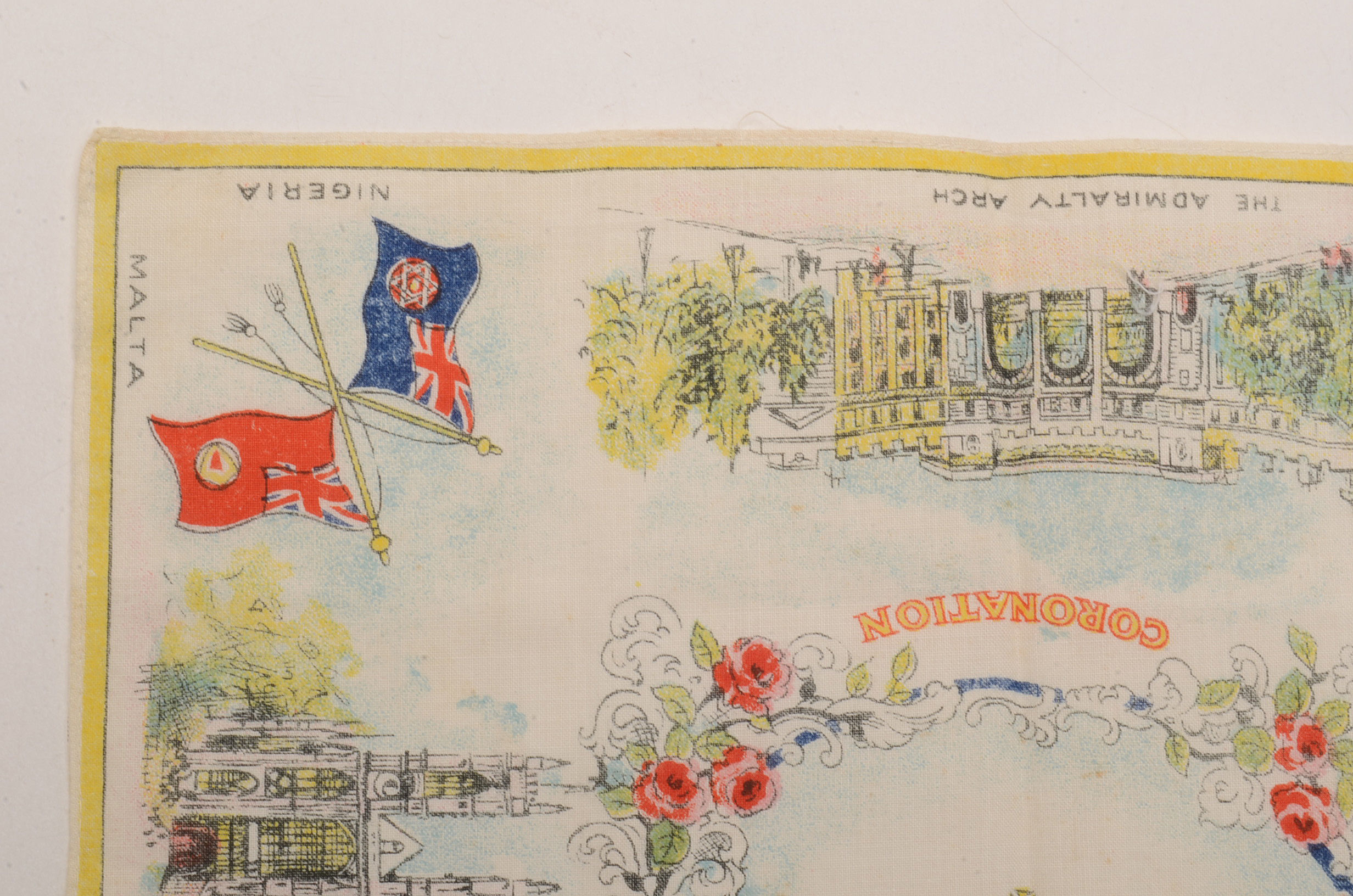 Pair of Vintage Queen Elizabeth II Souvenir Scarves