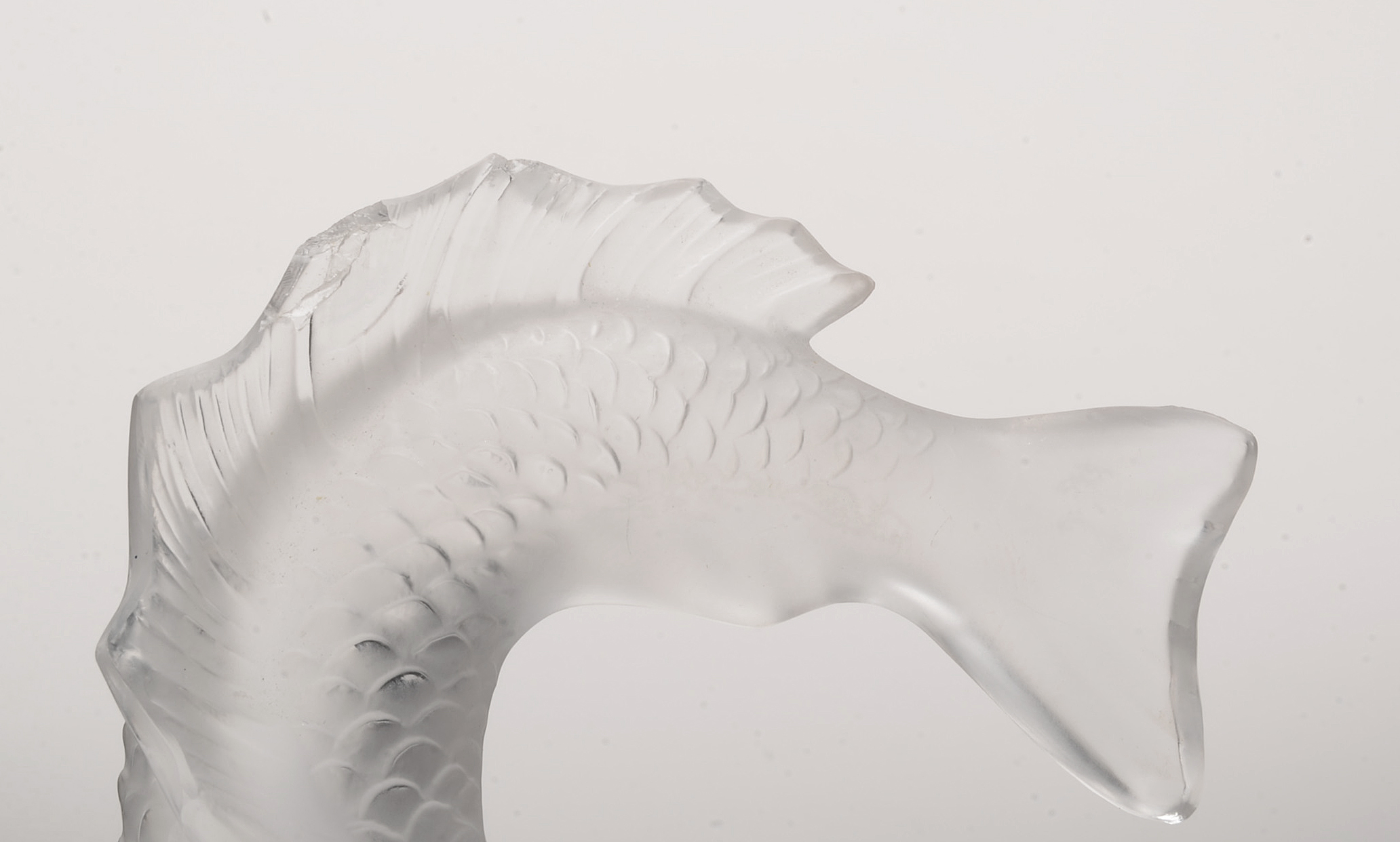 Signed Lalique "Leaping Fish" Ring Dish and Hinged Glass Box