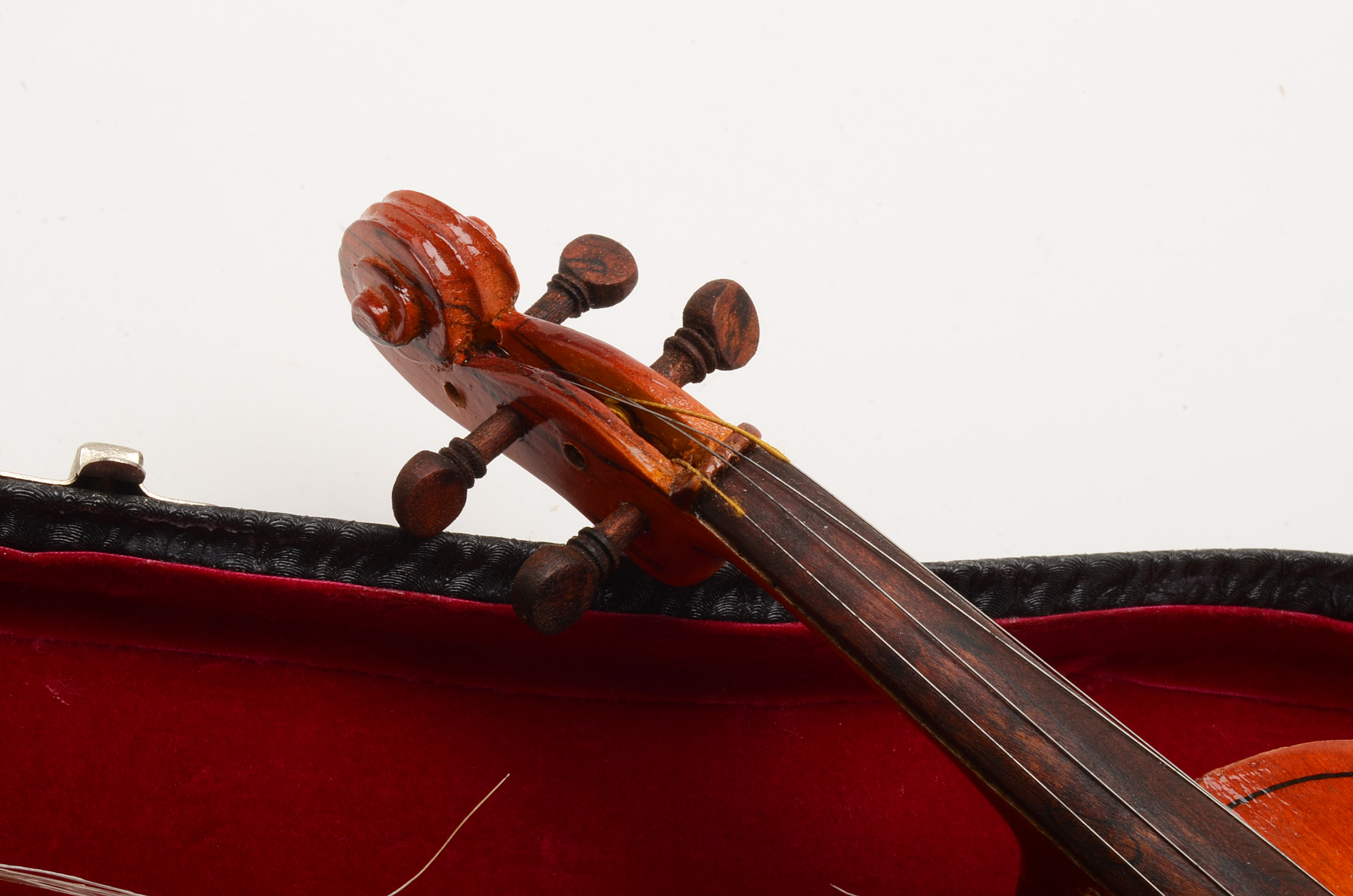 Vintage Tambourine and Miniature Violin