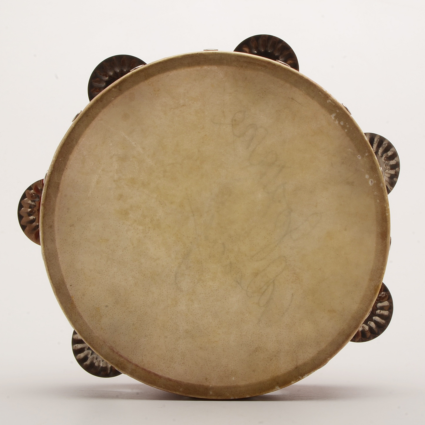 Vintage Tambourine and Miniature Violin