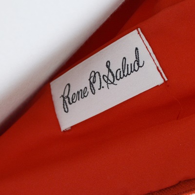 Rene B. Salud Red Sequin Terno Evening Dress