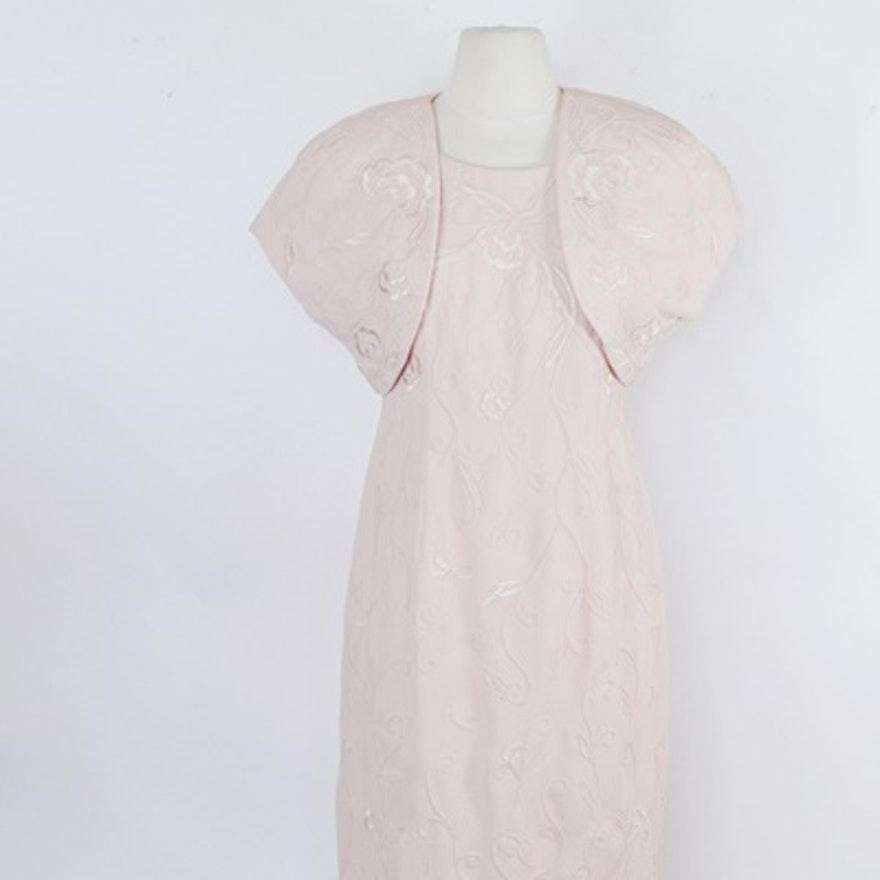 Marie St. Claire Embroidered Pink Sheath Dress With Jacket