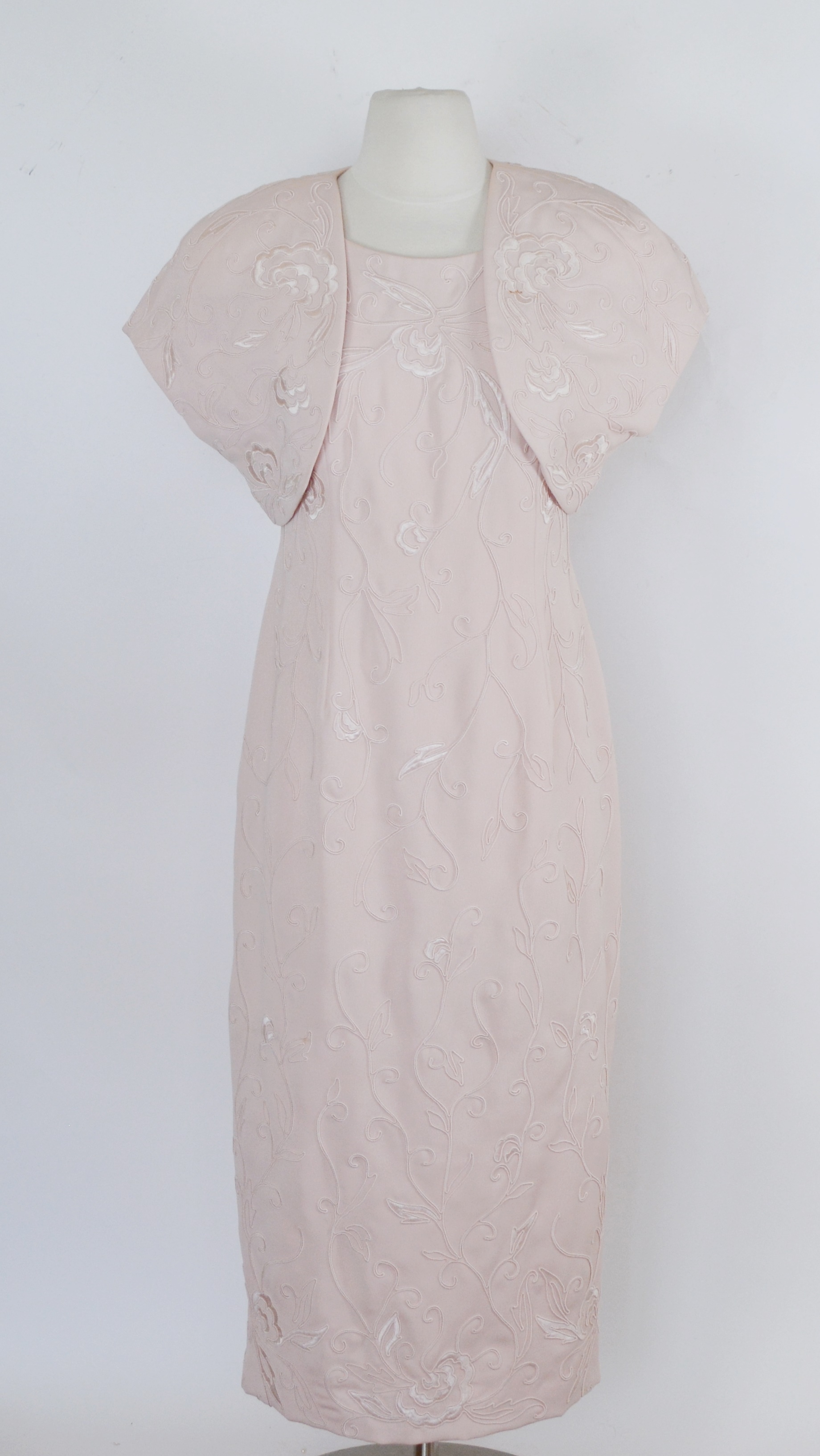 Marie St. Claire Embroidered Pink Sheath Dress With Jacket