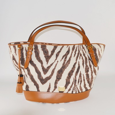 Ralph Laureen Zebra Print Canvas Handbag