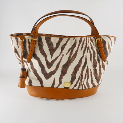 Ralph Laureen Zebra Print Canvas Handbag