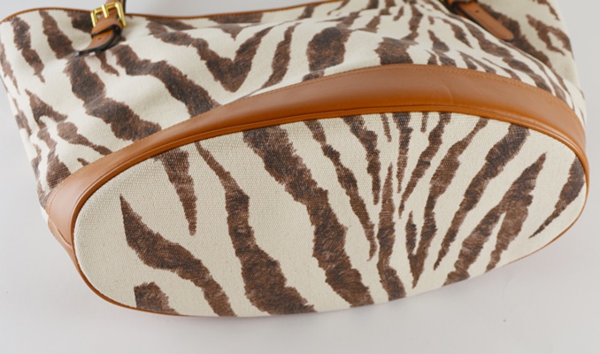 Ralph Laureen Zebra Print Canvas Handbag