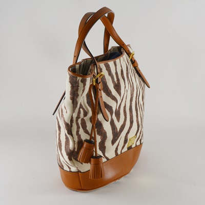 Ralph Laureen Zebra Print Canvas Handbag