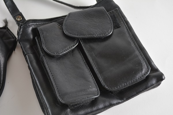 Black Leather Fanny Packs and Crossbody Bag