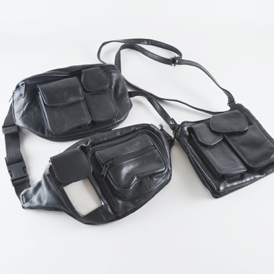 Black Leather Fanny Packs and Crossbody Bag
