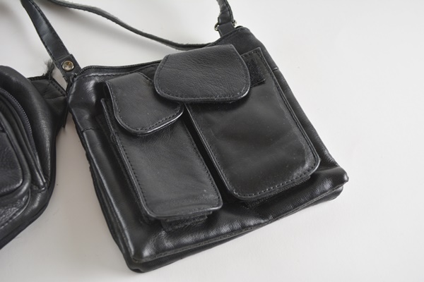 Black Leather Fanny Packs and Crossbody Bag