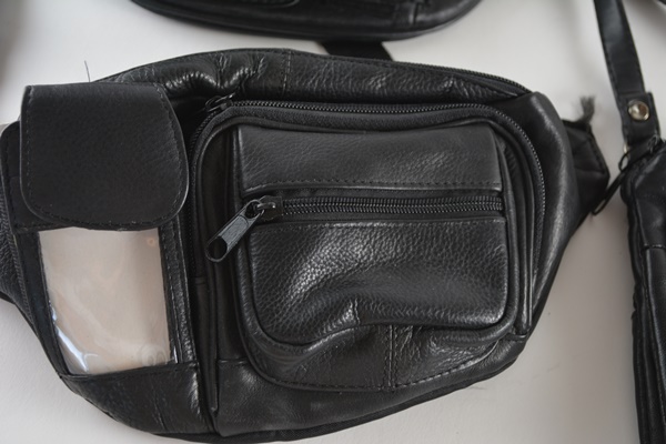 Black Leather Fanny Packs and Crossbody Bag