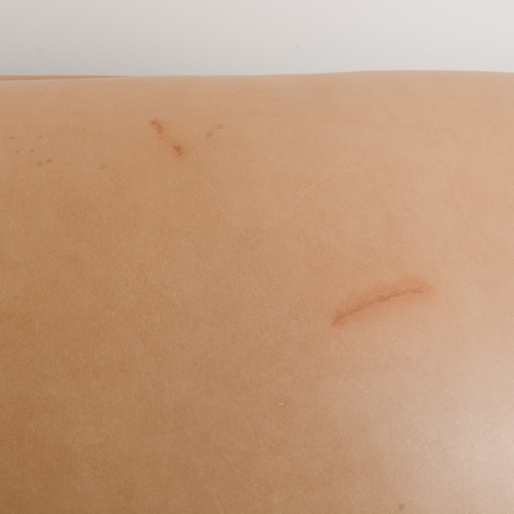 Studded Beige Leather Couch