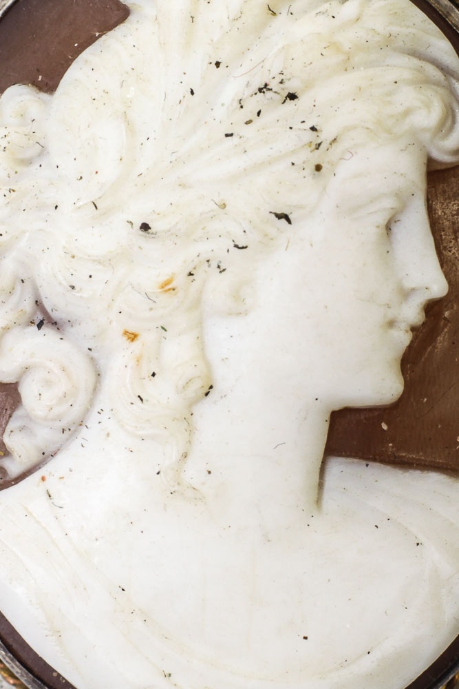 Vintage Sterling and Cameo Pendant and Gold Plated Sterling Cameo Earrings